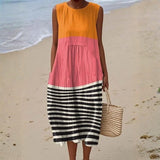 Vania - Vestido a Rayas de Color Block
