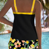 Diana - Tankini Chic de Dos Piezas con Top Favorecedor y Pantalón Cómodo