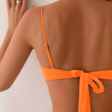 Beatriz - Bikini de Corte Alto con Detalles Dorados y Top Fruncido