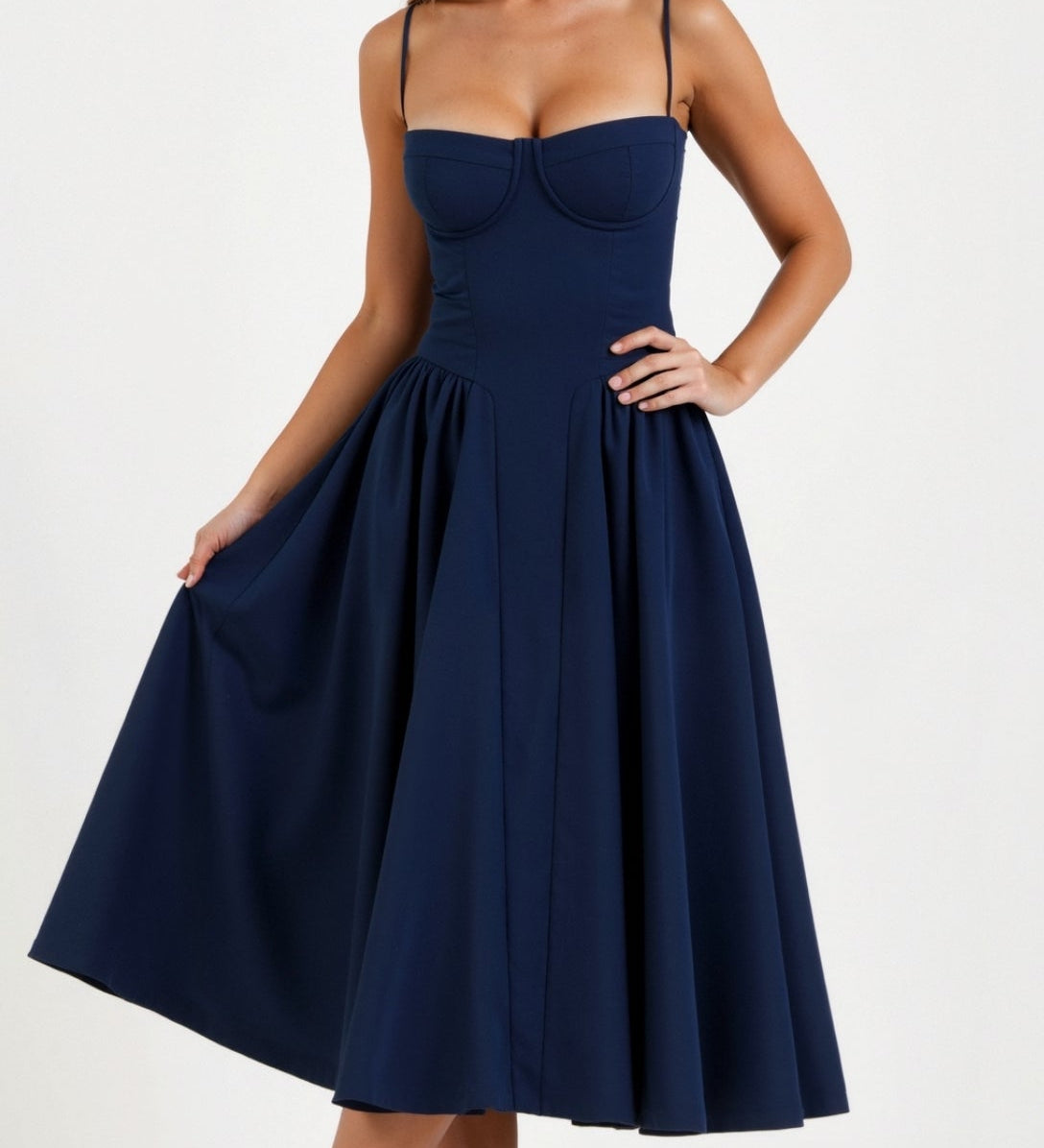 Odette - Vestido midi con corpete estructurado