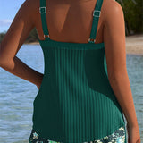 Gala - Tankini a Rayas con Short a Juego y Escote Elegante