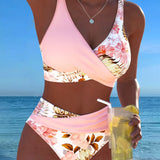 Ángela - Bikini Floral con Contraste y Delicada Abertura