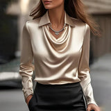 Inés - Blusa de Satén Elegante con Escote Suave