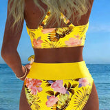 Ángela - Bikini Floral con Contraste y Delicada Abertura