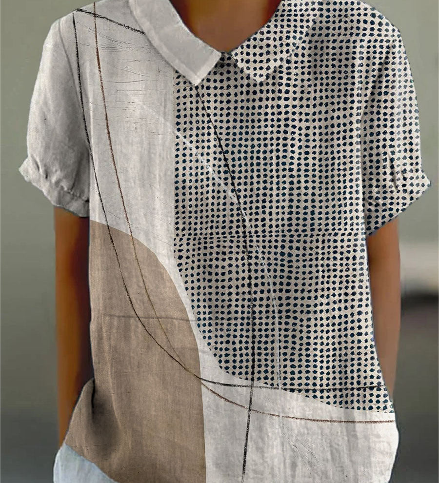 Lana - Camisa con Puntos y Líneas Abstractas