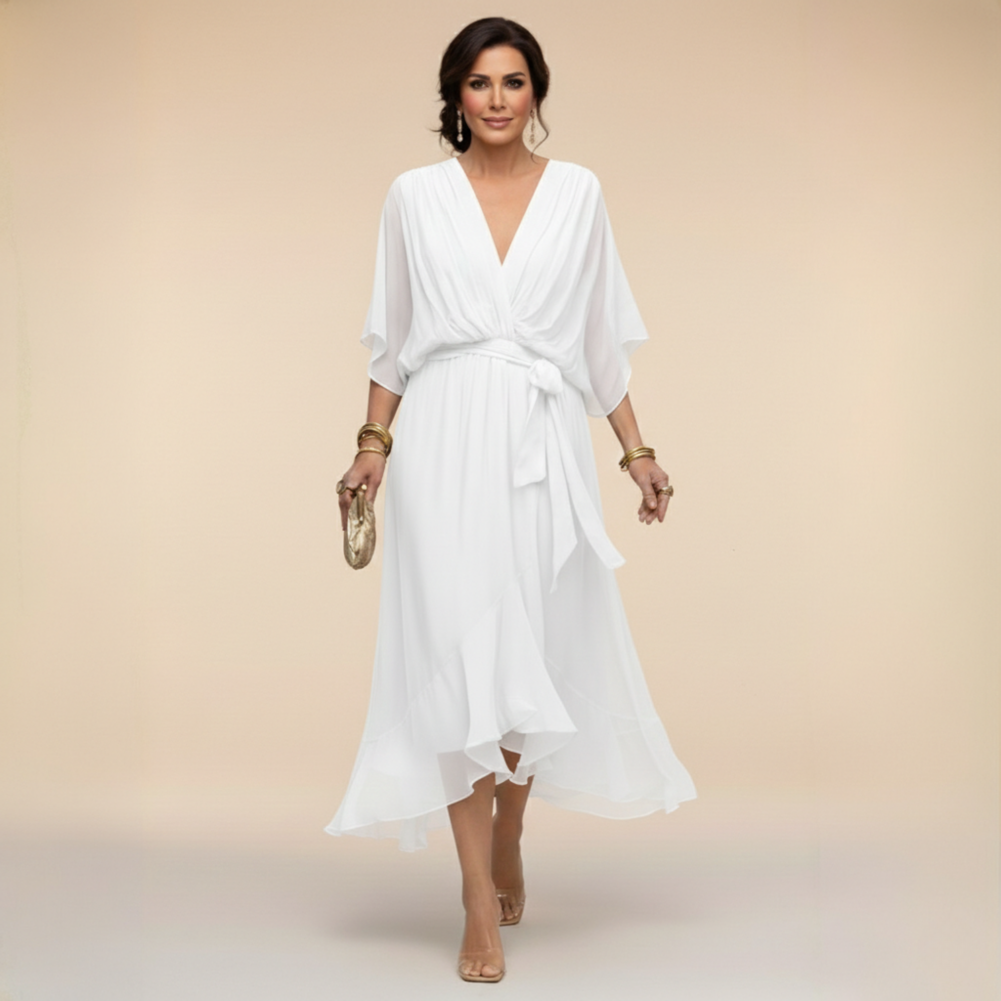 Mónica - Vestido de Chiffon con Escote en V