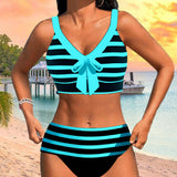 Pilar - Bikini de Rayas Blanco y Negro con Tiro Alto
