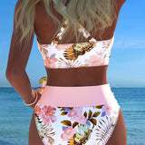 Ángela - Bikini Floral con Contraste y Delicada Abertura