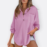 Inés - Blusa Túnica Ligera con Escote en V y Botones