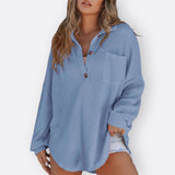 Inés - Blusa Túnica Ligera con Escote en V y Botones