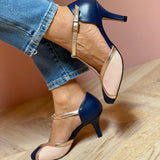 Alessia - Zapatillas de tira en T coloridas y cómodas con puntera redonda