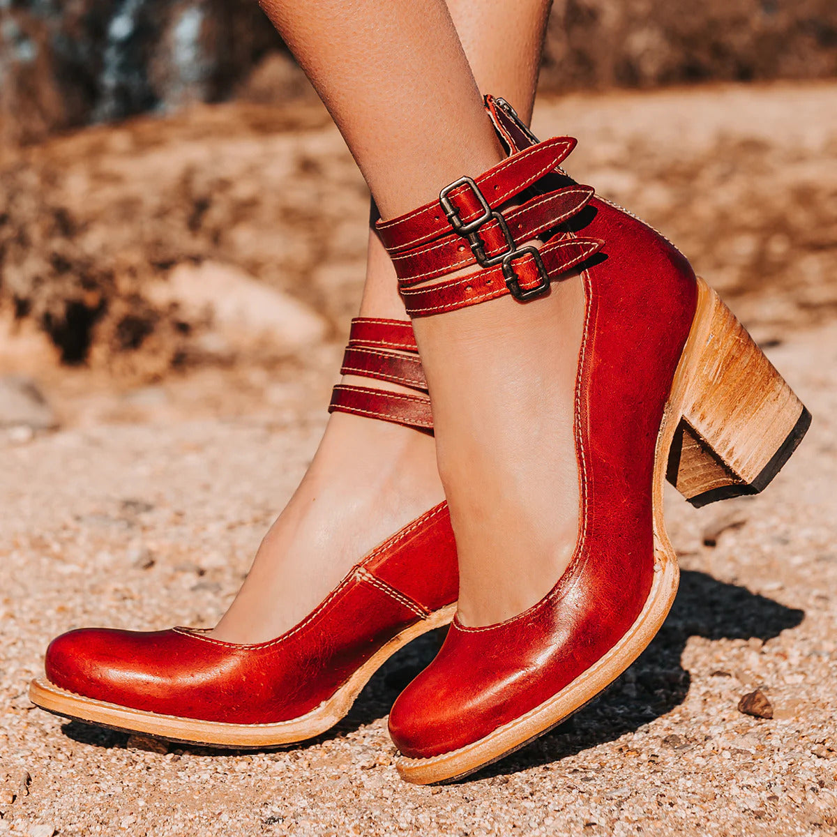 Ginebra - Zapatos de tacón alto con tiras múltiples y suela gruesa