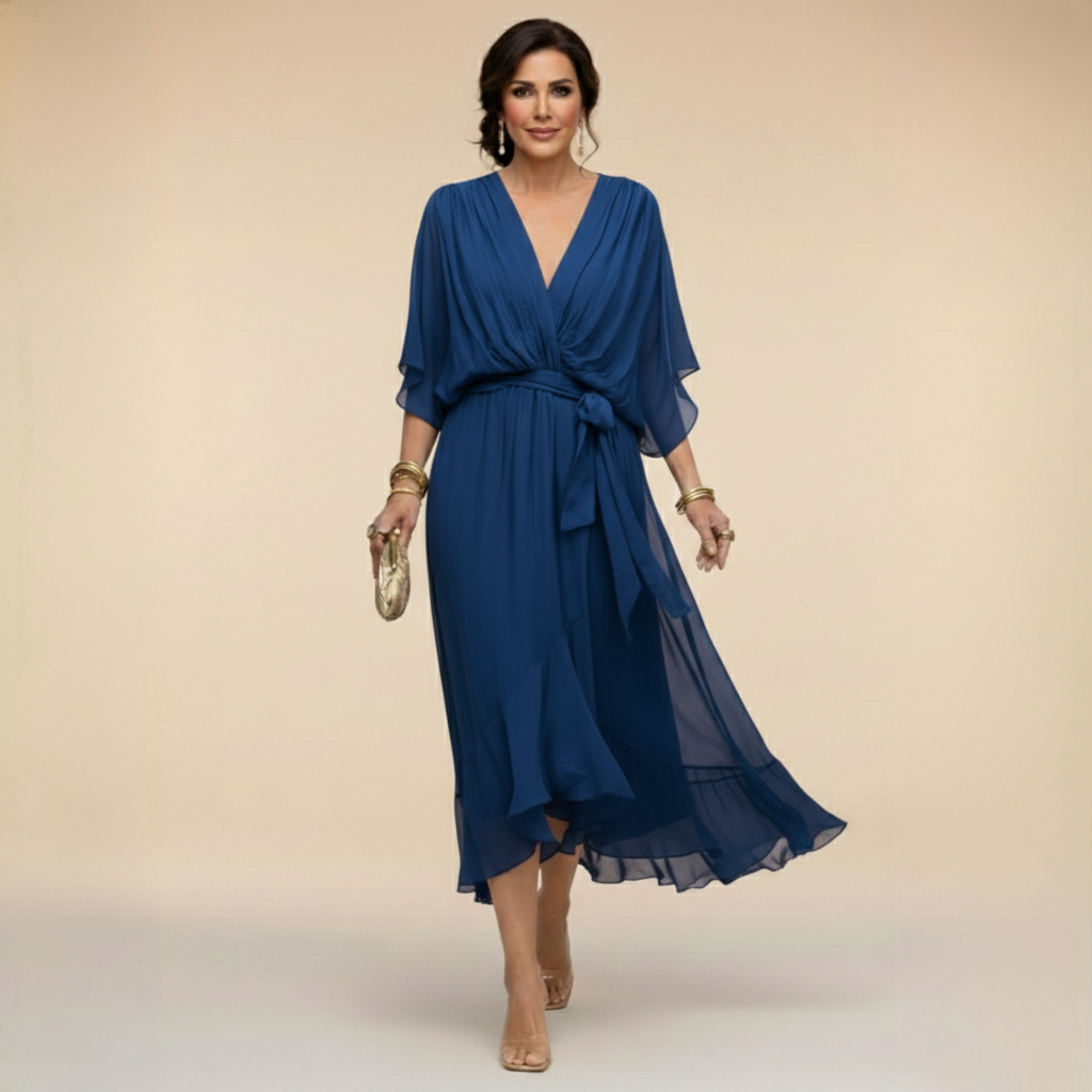 Mónica - Vestido de Chiffon con Escote en V