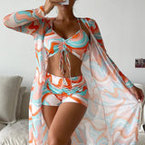 Macarena - Bikini de Tres Piezas con Estampado Moderno y Cover-Up a Juego