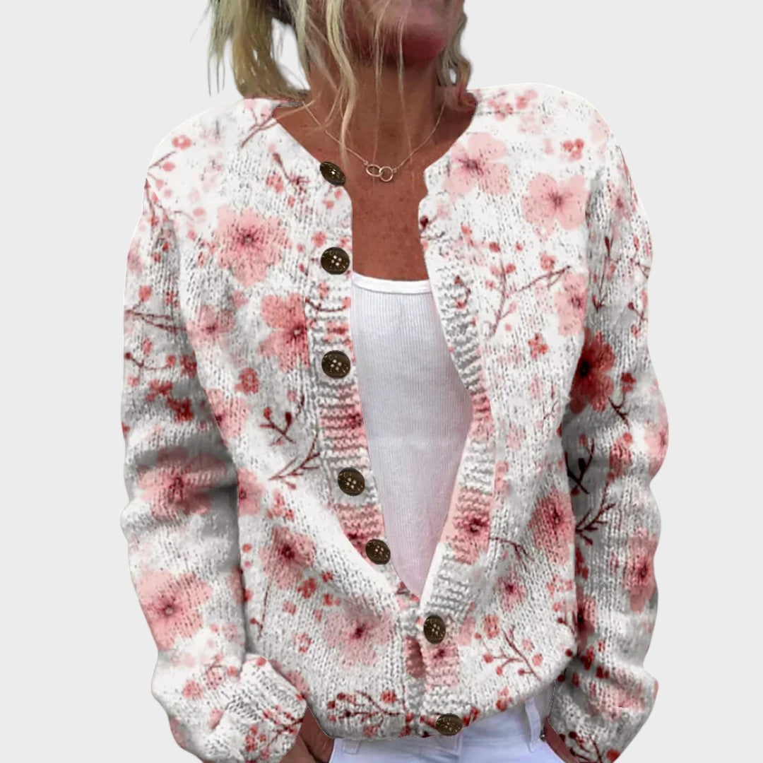 Sofía - Cardigan Floral de Otoño Elegante