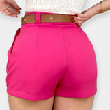 Shorts Plisados de Cintura Alta