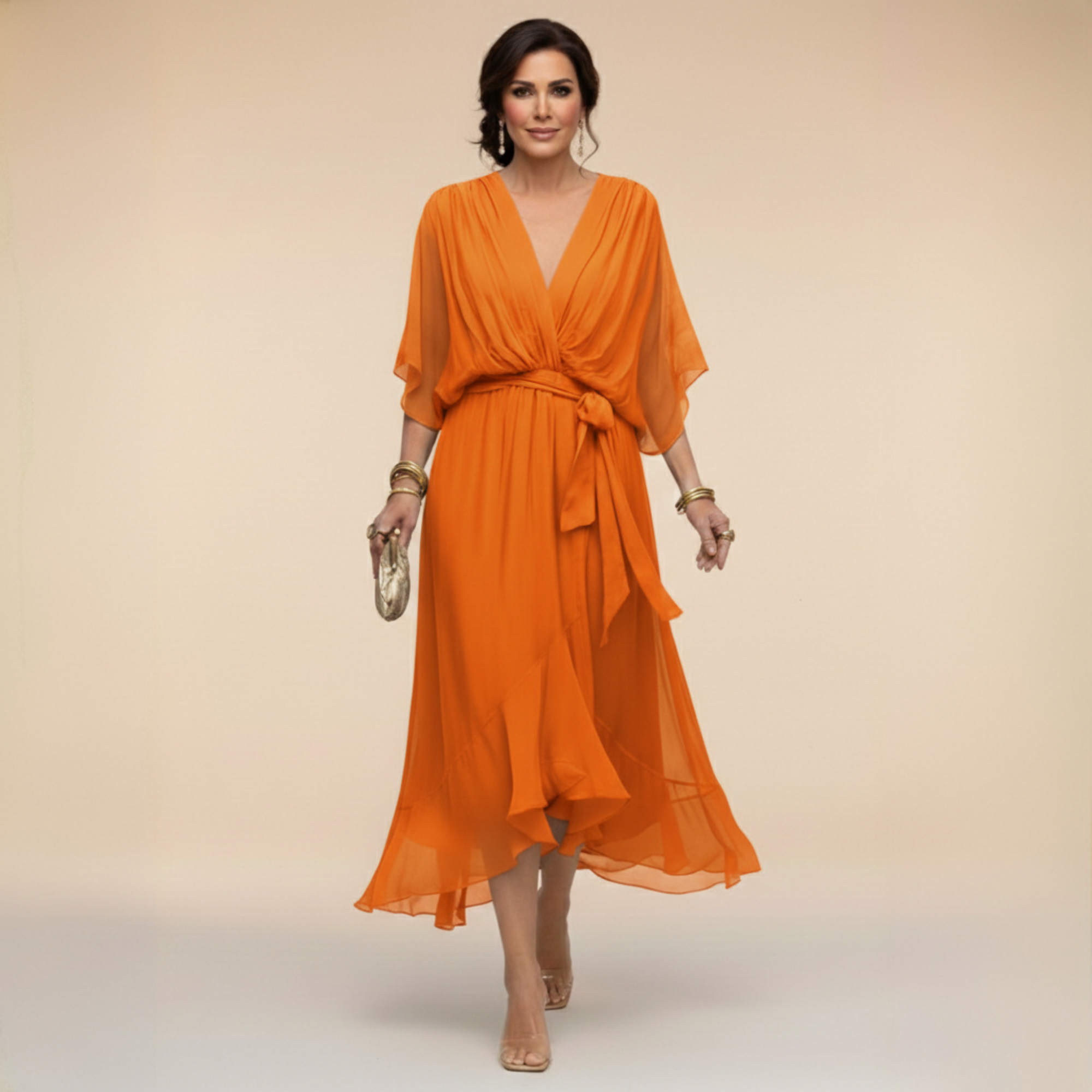 Mónica - Vestido de Chiffon con Escote en V