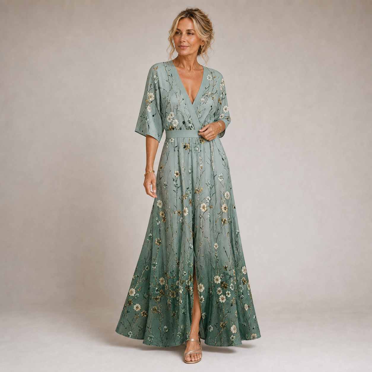 Alma - Vestido Largo Elegante con Estampado Floral