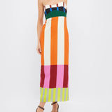 Paloma - Vestido Maxi Colorido a Rayas Elegante