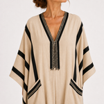 Caftán Salma Beige Rayas Negras