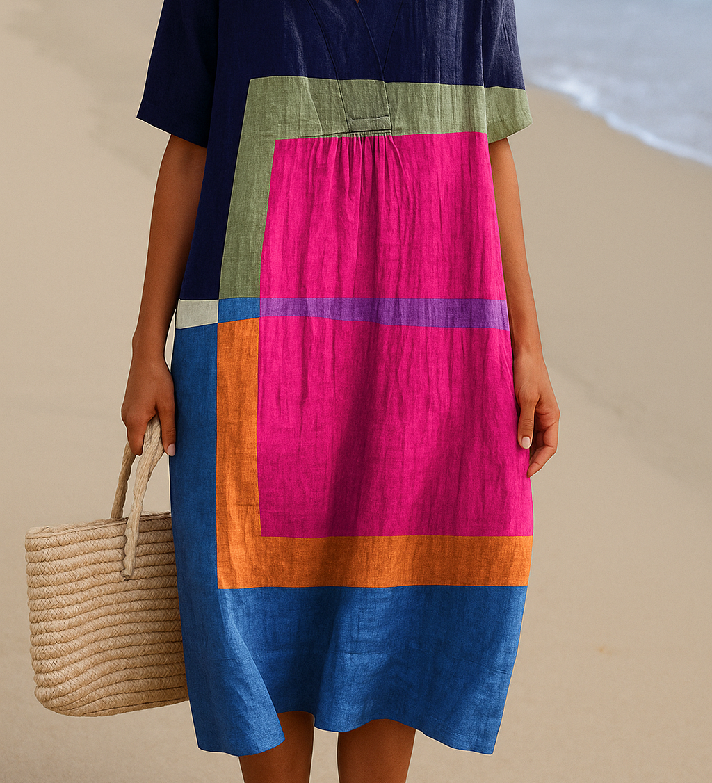 Isadora - Vestido de Bloques Coloridos Vibrantes