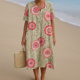 Margarita - Vestido Floral con Hojas y Mandala