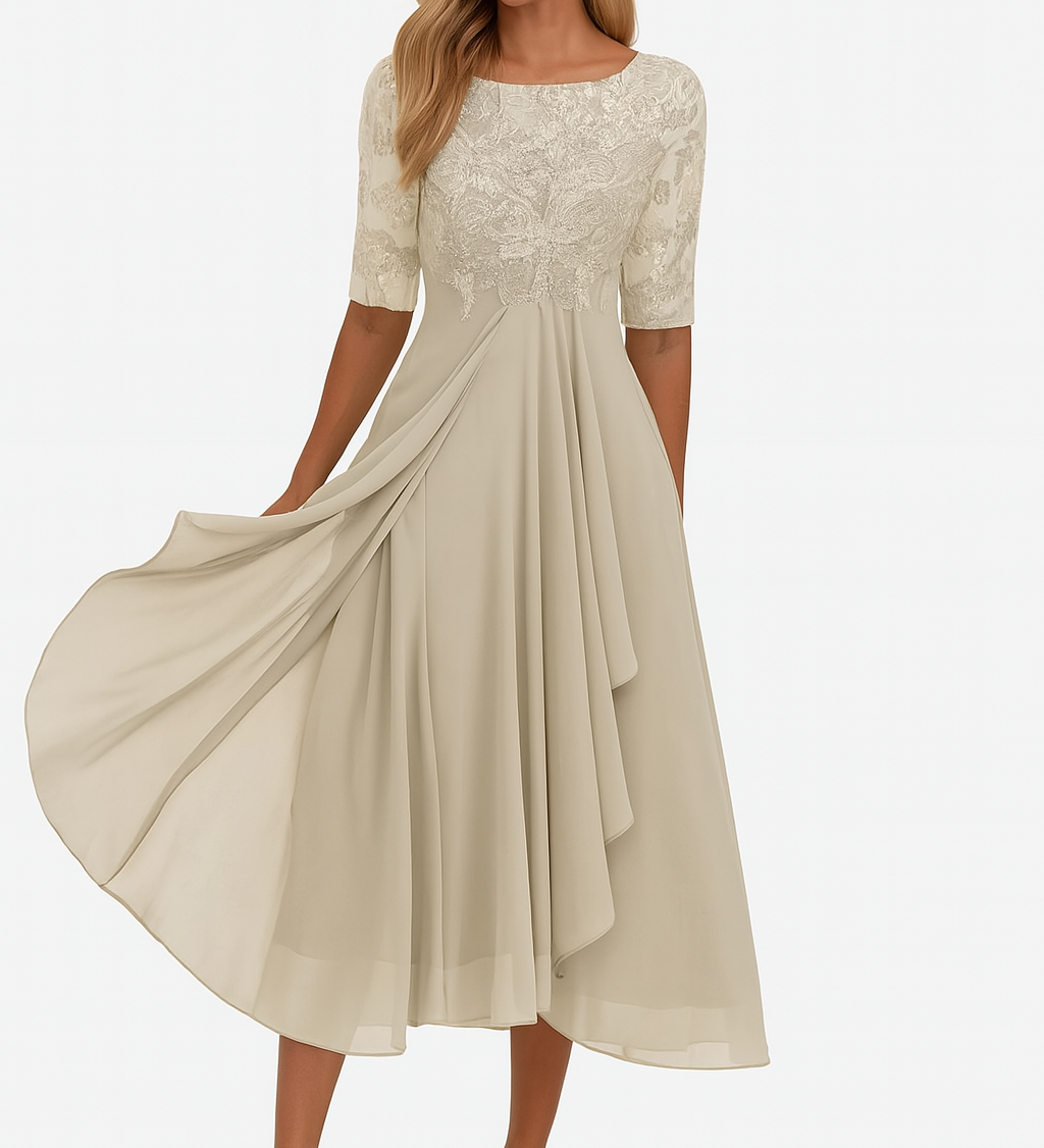 Valentina - Vestido de Encaje con Manga 3/4
