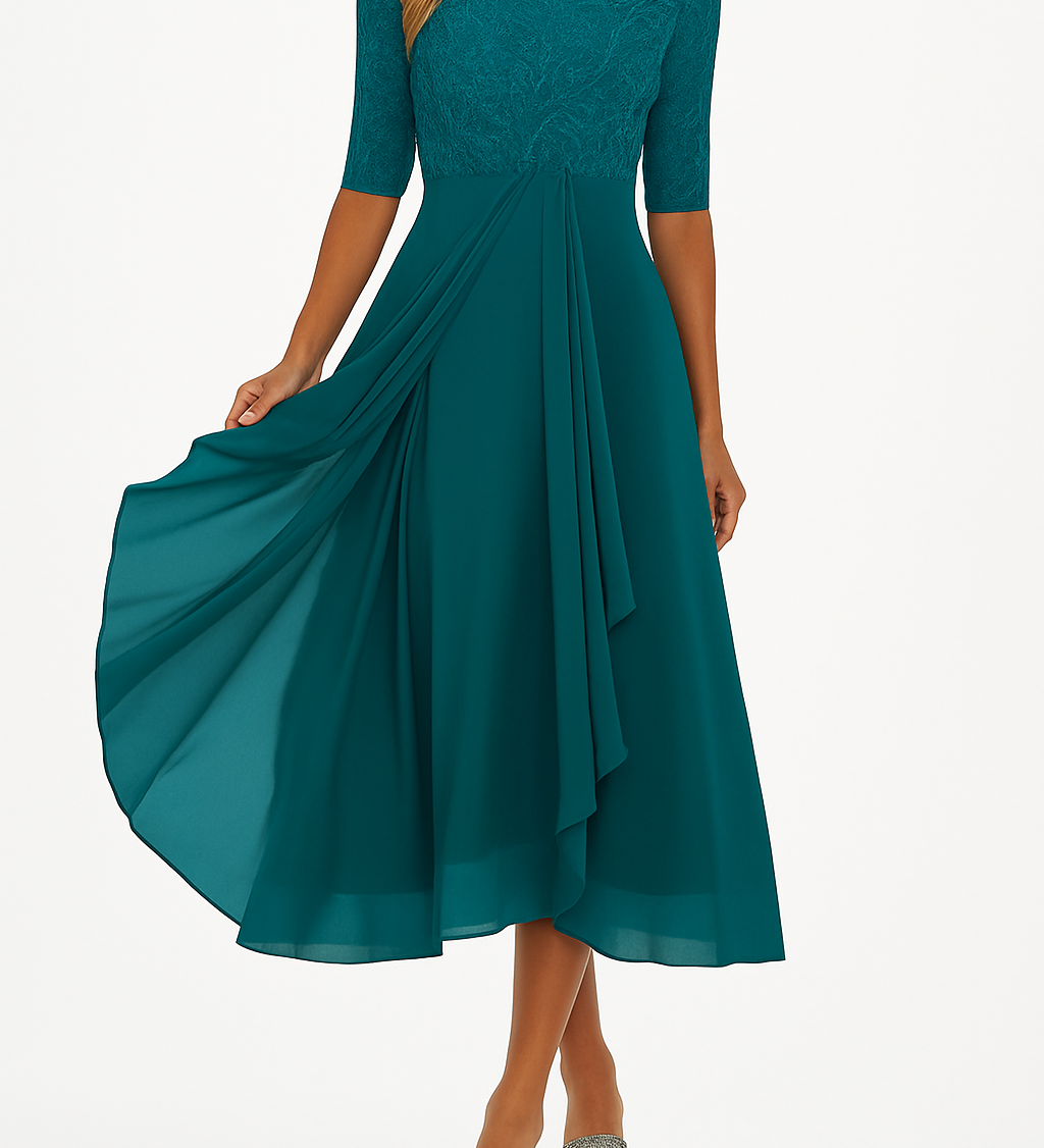 Valentina - Vestido de Encaje con Manga 3/4