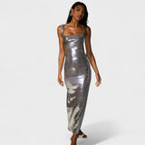 Brillo Plateado - Vestido de Gala Nocturna