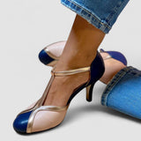 Alessia - Zapatillas de tira en T coloridas y cómodas con puntera redonda