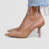 Marlena - Pumps slingback nude con un elegante tacón fino