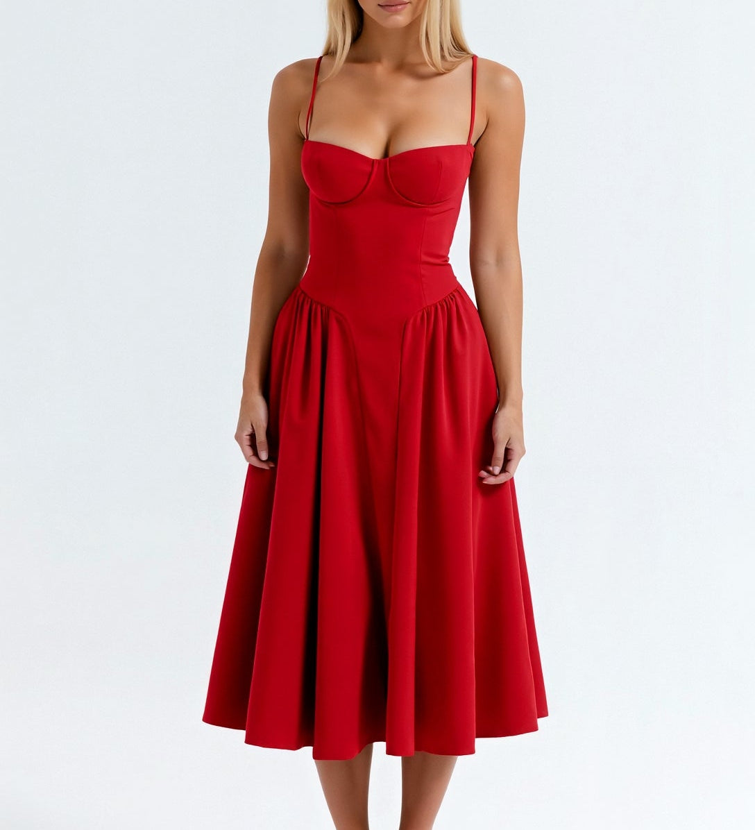 Odette - Vestido midi con corpete estructurado