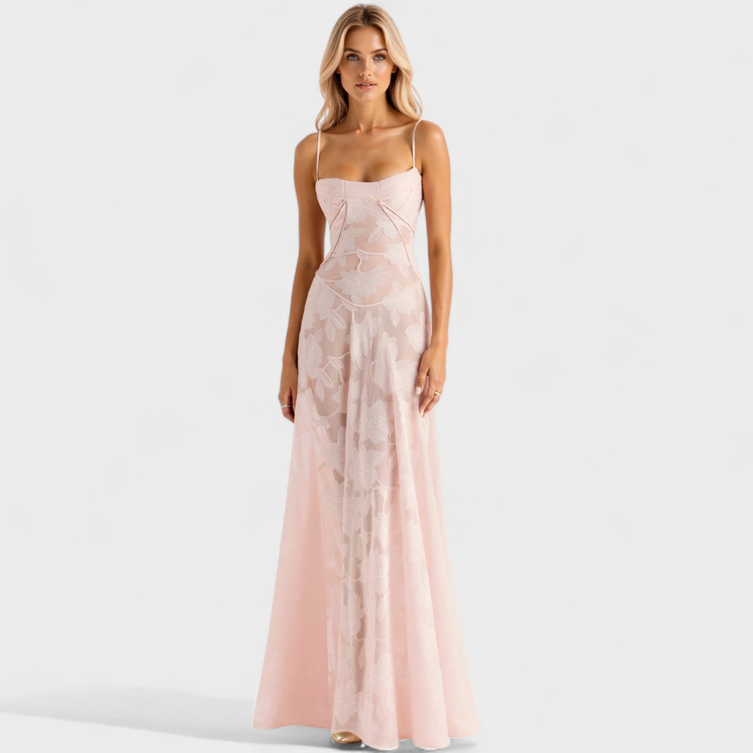 Verónica - Vestido maxi de encaje floral