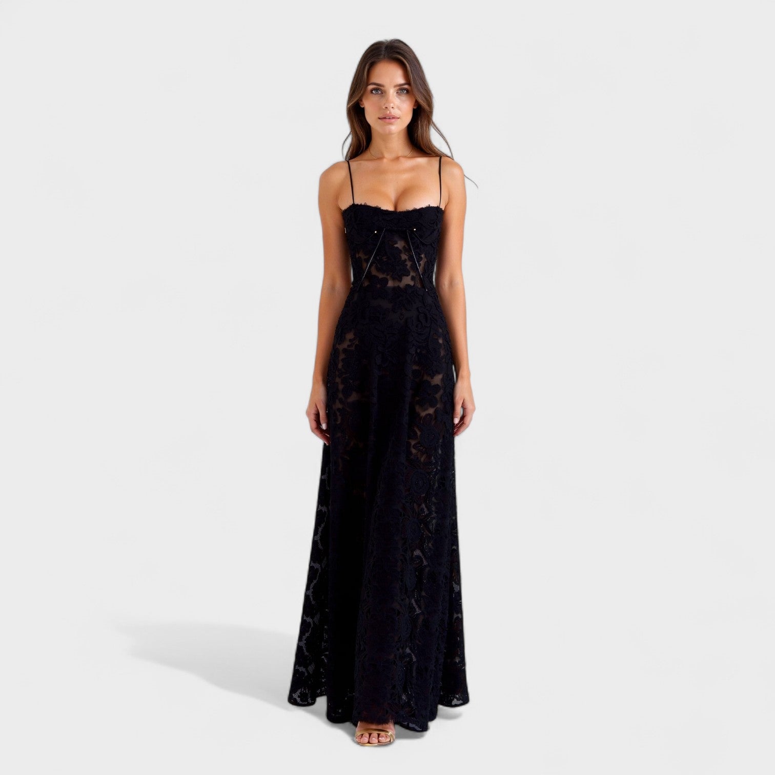 Verónica - Vestido maxi de encaje floral