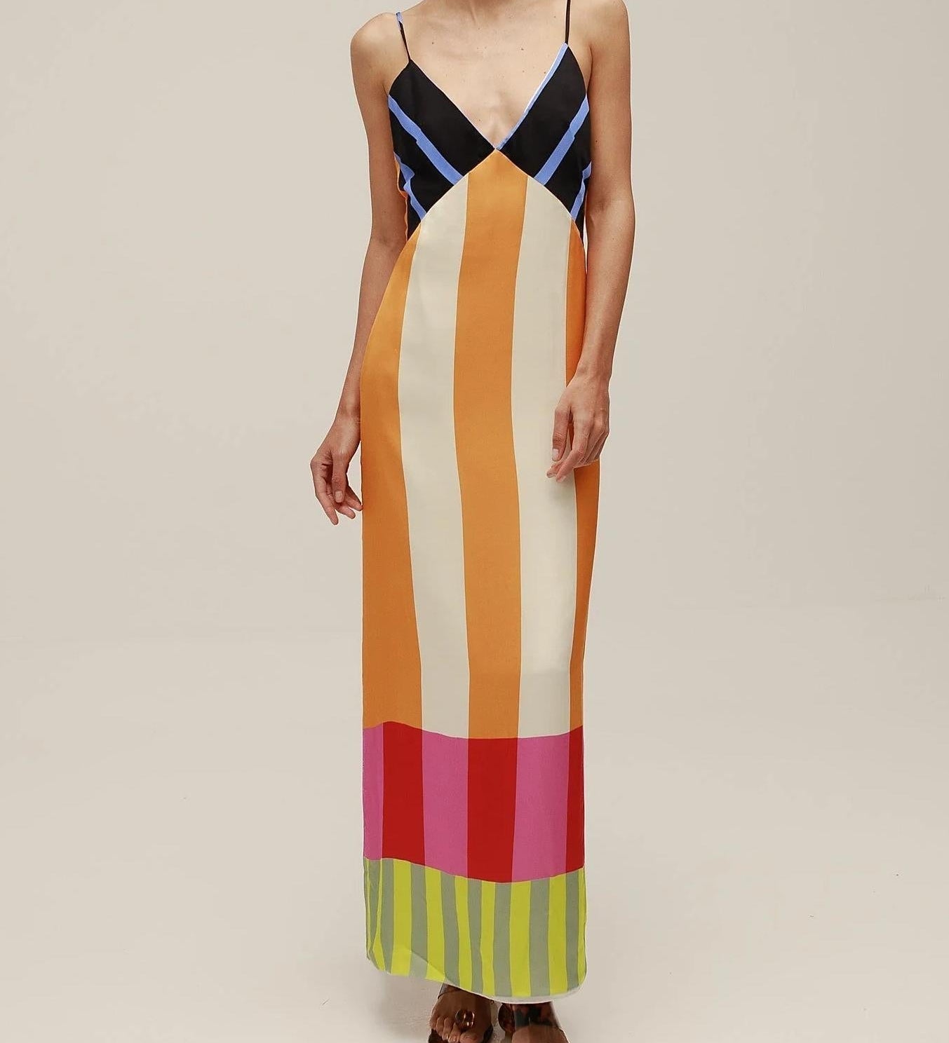 Paloma - Vestido Maxi Colorido a Rayas Elegante