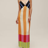 Paloma - Vestido Maxi Colorido a Rayas Elegante