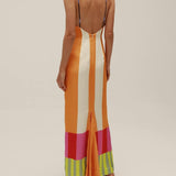 Paloma - Vestido Maxi Colorido a Rayas Elegante