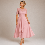 Mariana - Vestido de Encaje con Mangas Cortas y Elegancia Moderna