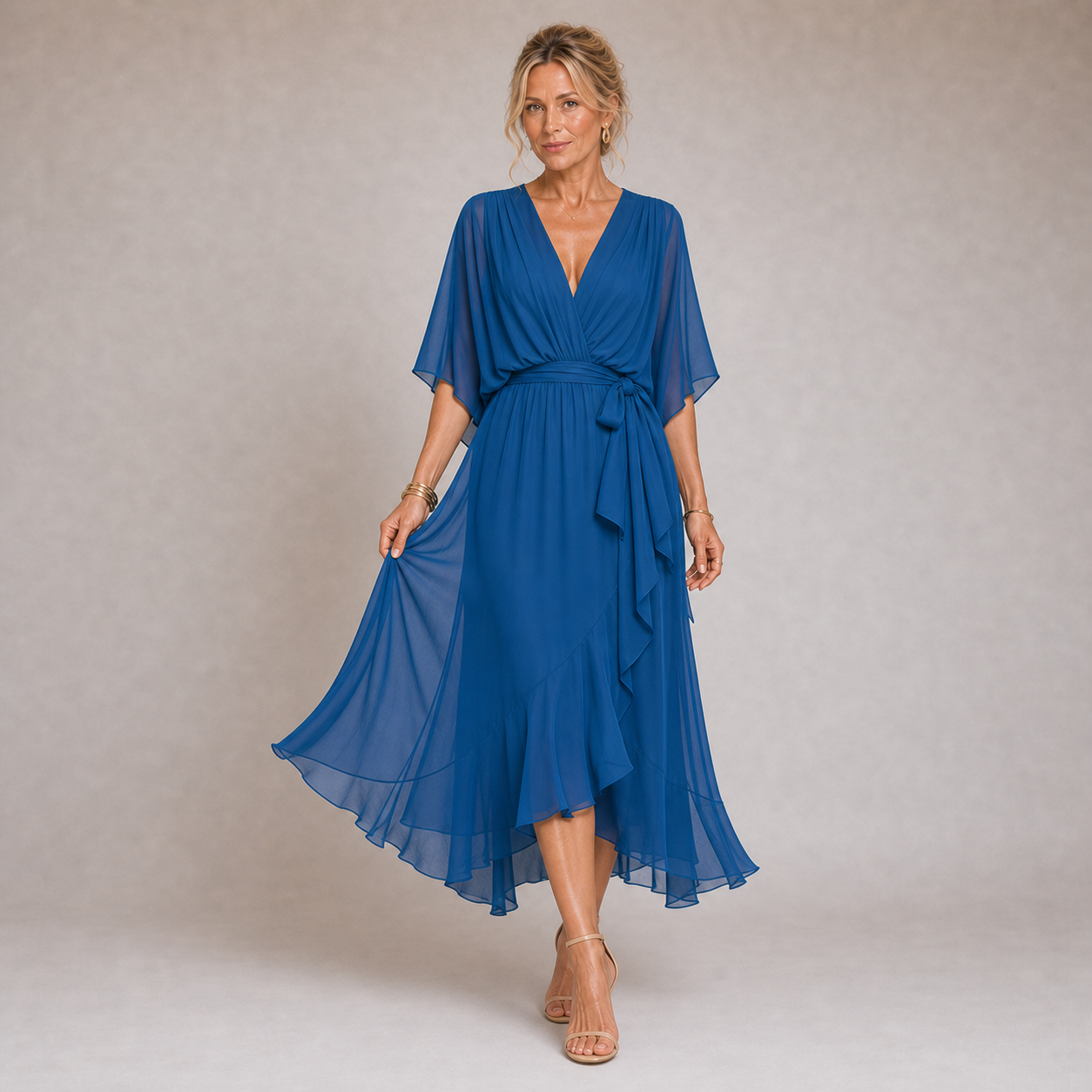 Mónica - Vestido de Chiffon con Escote en V