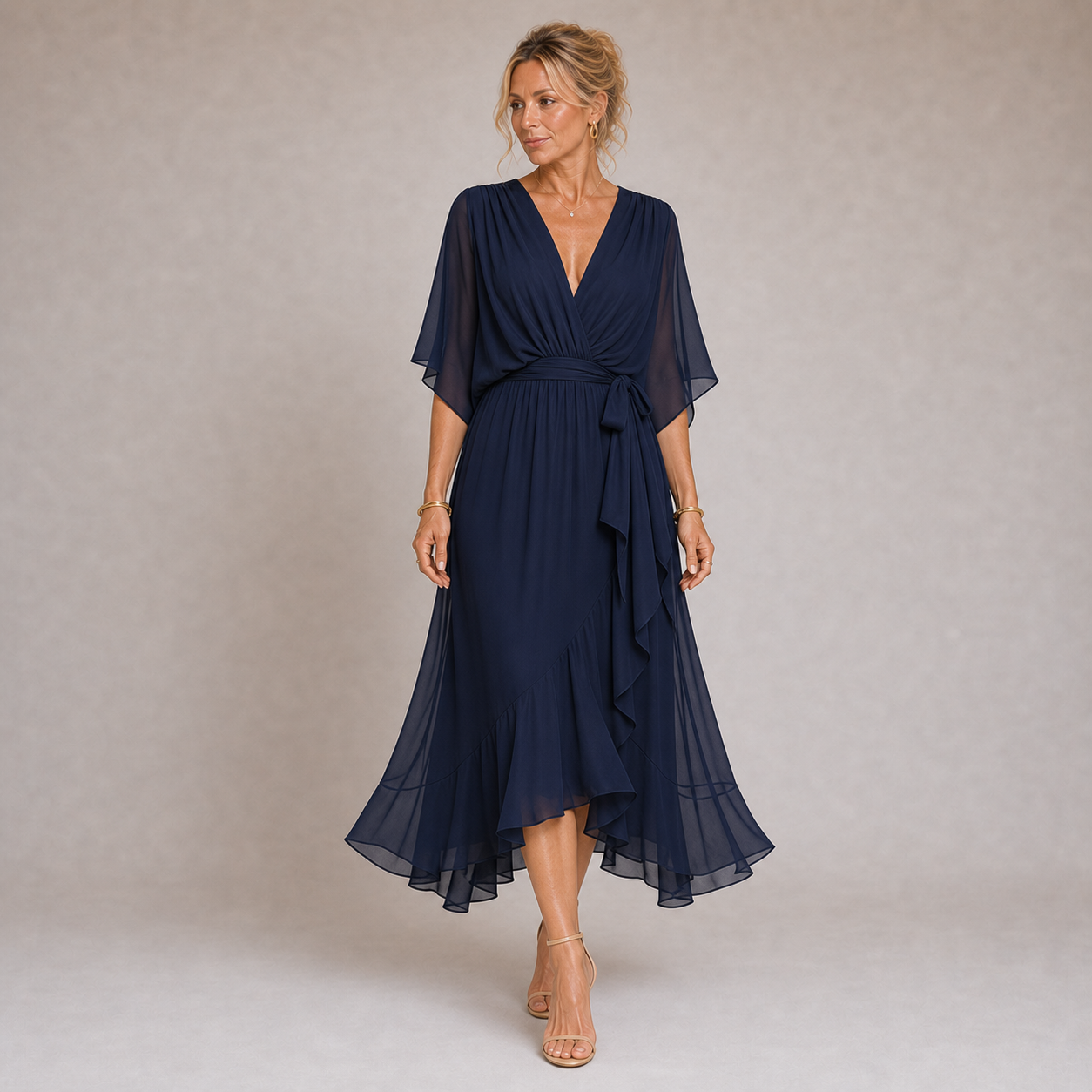 Mónica - Vestido de Chiffon con Escote en V