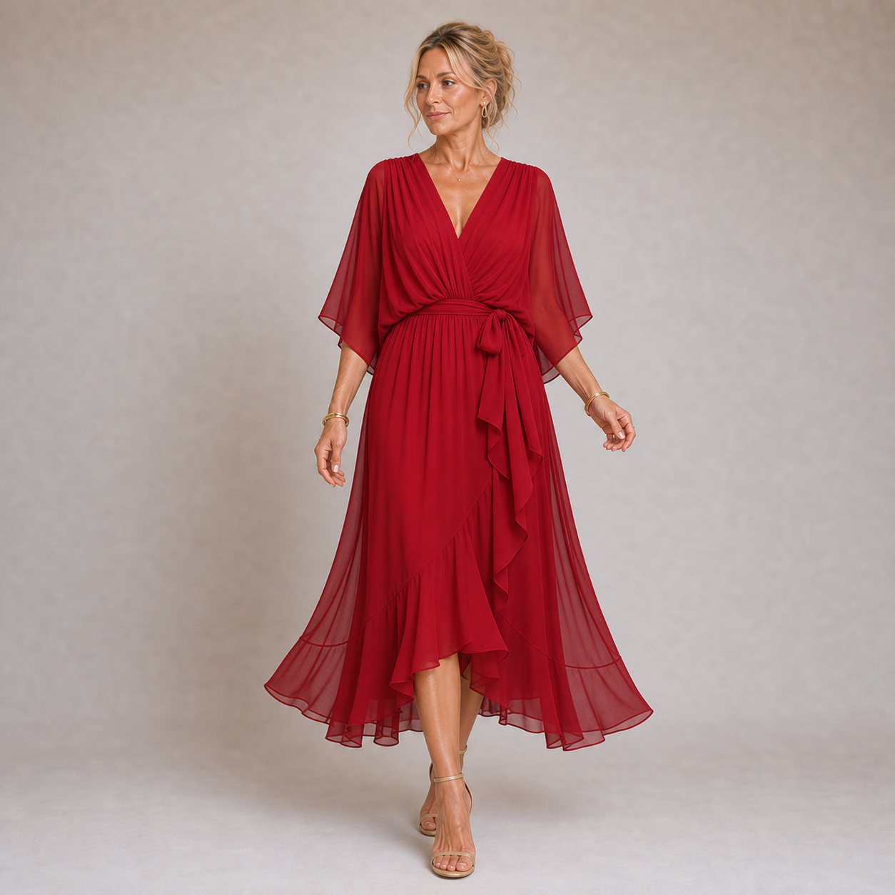 Mónica - Vestido de Chiffon con Escote en V