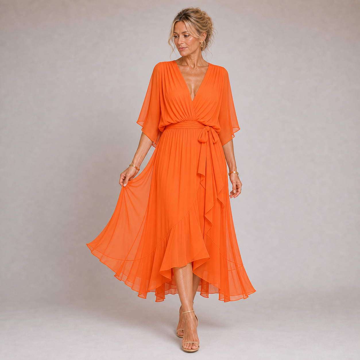 Mónica - Vestido de Chiffon con Escote en V