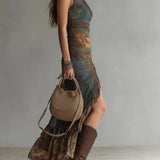Amanda - Vestido largo asimétrico con estampado elegante