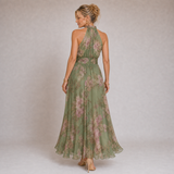 Olivia - Vestido maxi con escote y delicado estampado floral