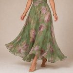 Olivia - Vestido maxi con escote y delicado estampado floral