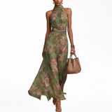 Olivia - Vestido maxi con escote y delicado estampado floral