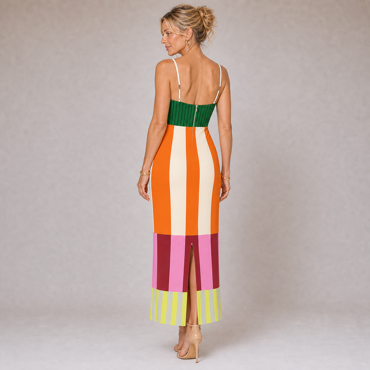 Paloma - Vestido Maxi Colorido a Rayas Elegante