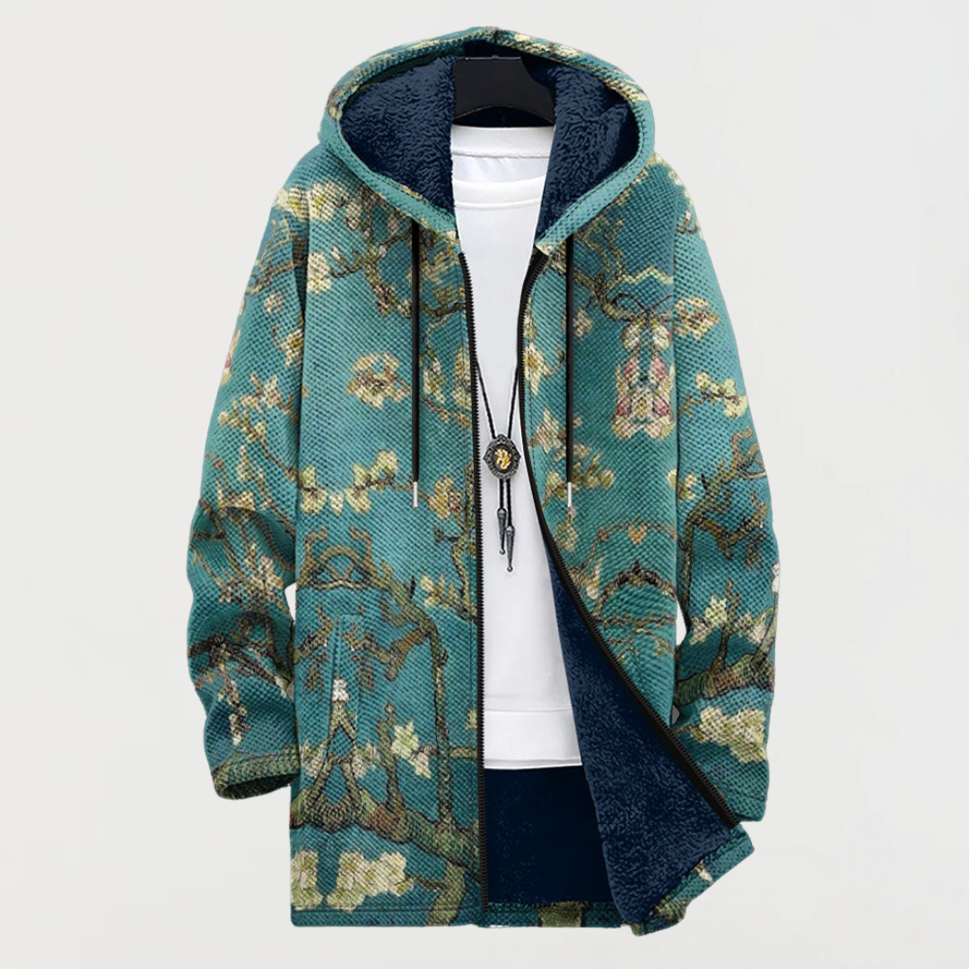 Chaqueta con diseño artístico de flores