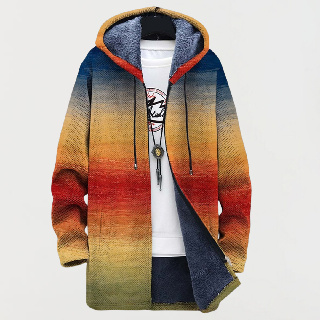 Abrigo con estampado degradé de atardecer