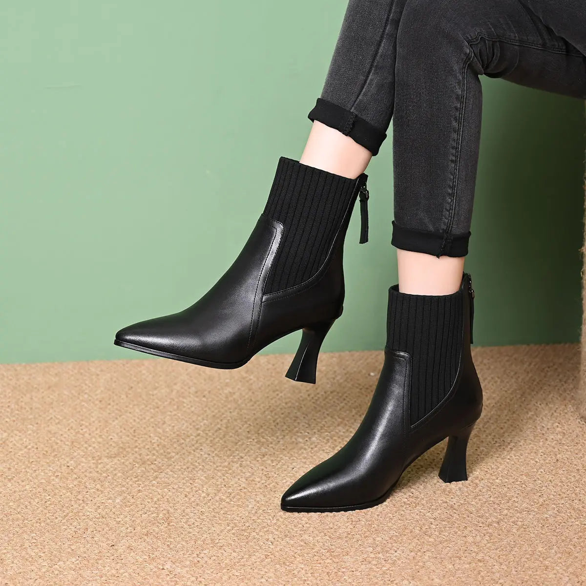 Clara - Botas con plataforma de cuero